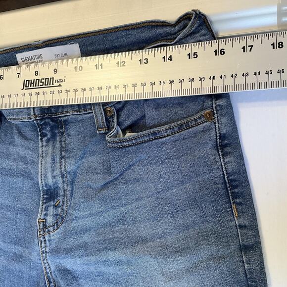 Signature Levi's Men Jeans 32X30 Blue Denim S37 Slim Classic Button Mid Rise - Picture 6 of 12